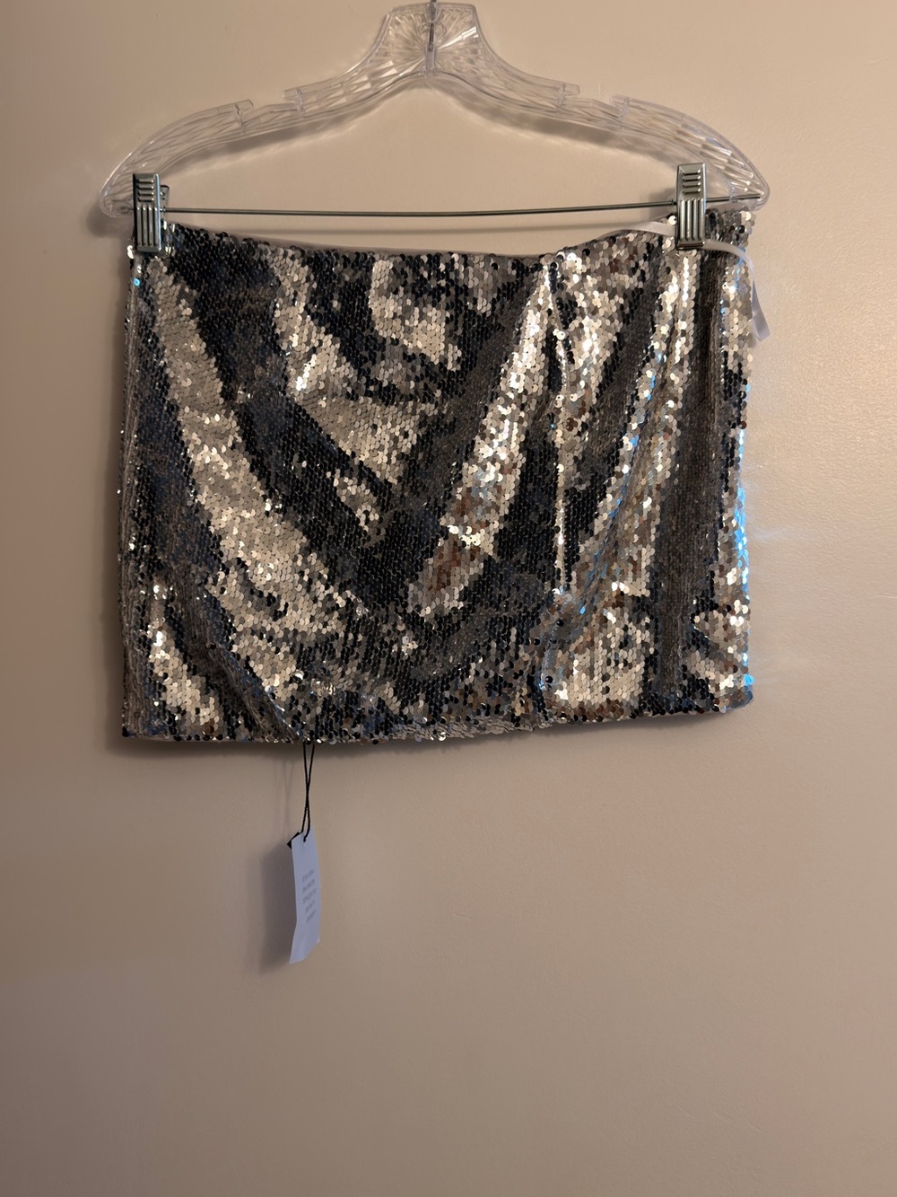 NWTS Silver Sequin Mini Skirt Super Down